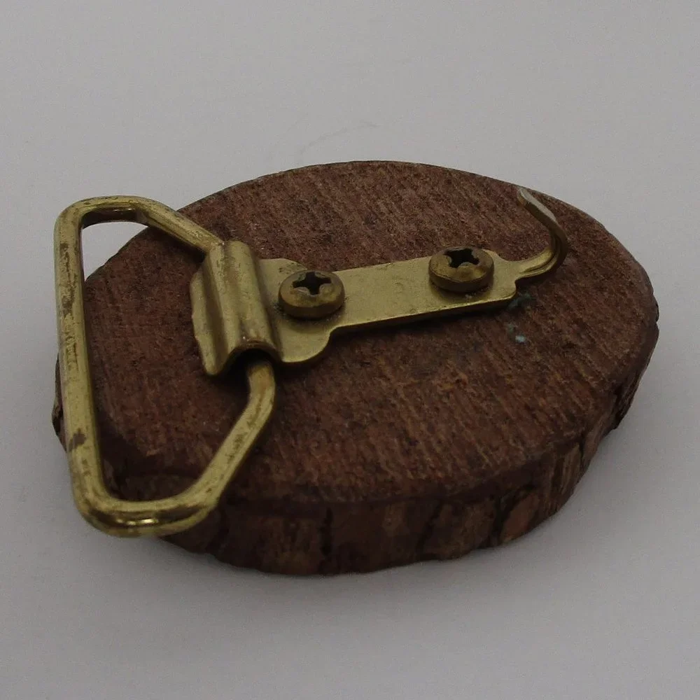 vintage wooden branch slice tree ring handmade belt buckle